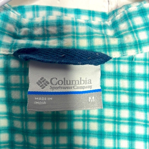 Columbia Mens White & Green Check Lightweight Short Sleeve Button Down Shirt M - Picture 5 of 8